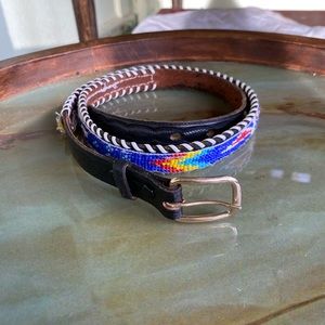 Small Vintage Beaded Leather Belt